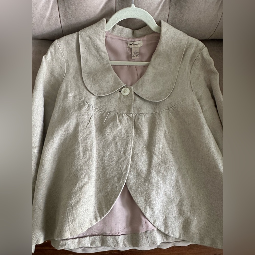 Anthropologie Elevenses Linen Jacket. Size 10